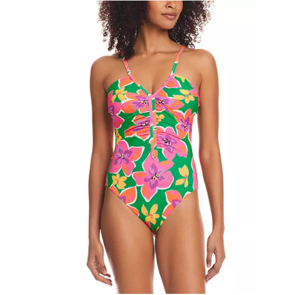 Sanctuary Women's Gardener Shirred-Front One-Piece Swimsuit Multi Size XL 15047